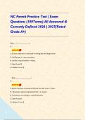 NC Permit Practice Test &vert; Exam Questions &lpar;100Terms&rpar; All Answered & Correctly Defined 2026 &vert; 2027&lpar;Rated Grade A&plus;&rpar;  