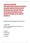 NURS 6501 ADVANCED  PATHOPHYSIOLOGY WALDEN UNIVERSITY  MIDTERM AND PRACTICE EXAM TEST  BANK EXAM WITH CORRECT ACTUAL  QUESTIONS AND CORRECTLY WELL  DEFINED ANSWERS LATEST ALREADY  GRADED A&plus; 