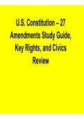 U&period;S&period; Constitution 27 Amendments Study Guide Key Rights and Civics Review Comprehensive Questions Answers Detailed Explanations 2025&sol; 2026