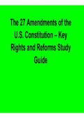 The 27 Amendments of the U&period;S&period; Constitution Key Rights and Reforms Study Guide Comprehensive Questions Answers Detailed Explanations 2025&sol; 2026