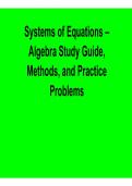 Systems of Equations Algebra Study Guide Methods and Practice Problems Comprehensive Questions Answers Detailed Explanations 2025&sol; 2026