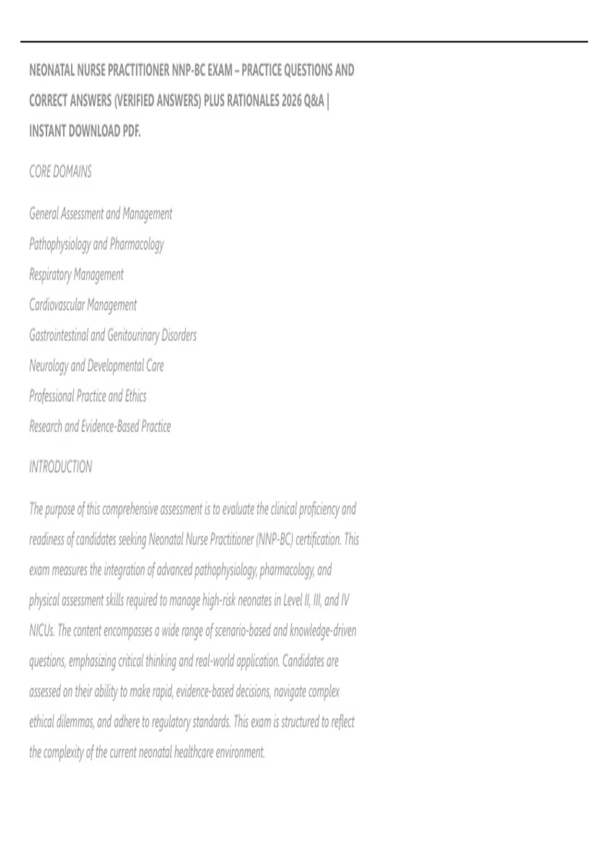 NEONATAL NURSE PRACTITIONER NNP-BC EXAM – PRACTICE QUESTIONS AND CORRECT ANSWERS (VERIFIED ...