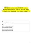 &lpar;GIPS&rpar; Introduction to the Global Investment Performance Standards with all Correct & 100&percnt; Verified Answers &vert;Latest Version &vert;Already Graded A&plus;