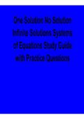 One Solution No Solution Infinite Solutions Systems of Equations Study Guide with Practice Questions Comprehensive Questions Answers Detailed Explanations 2025&sol; 2026
