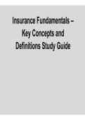 Insurance Fundamentals Key Concepts and Definitions Study Guide Comprehensive Questions Answers Detailed Explanations 2025&sol; 2026