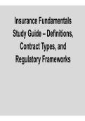 Insurance Fundamentals Study Guide Definitions&comma; Contract Types&comma; and Regulatory Frameworks Comprehensive Questions Answers Detailed Explanations 2025&sol; 2026