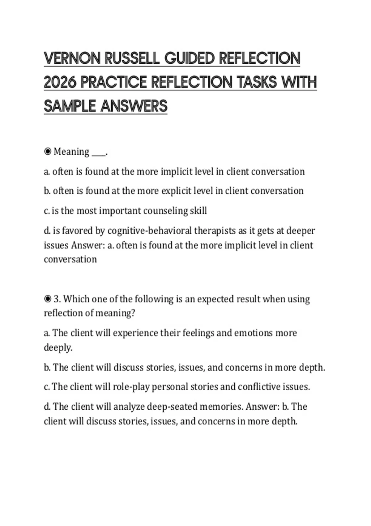 R Sample Reflfctor VERNON RUSSELL GUIDED REFLECTION 2026 PRACTICE REFLECTION TASKS WITH ...
