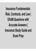 Insurance Fundamentals Exam Questions & Answers PDF 2026 &ndash; Risk&comma; Contracts & Law
