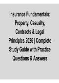 Insurance Fundamentals Property&comma; Casualty&comma; Contracts & Legal Principles Study Guide PDF 2026 &ndash; Complete Study Resource