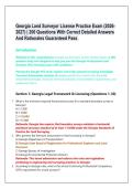 Georgia Land Surveyor License Practice Exam &lpar;20262027&rpar; &vert; 200 Questions With Correct Detailed Answers And Rationales Guaranteed Pass &period;  