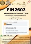 FIN2603 Assignment 2 &lpar;COMPLETE ANSWERS&rpar; Semester 1 2026 - DUE 21 April 2026