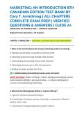 MARKETING&colon; AN INTRODUCTION 8TH CANADIAN EDITION TEST BANK BY Gary T&period; Armstrong &vert; ALL CHAPTERS COMPLETE EXAM PREP &vert; VERIFIED QUESTIONS & ANSWERS &vert; GUIDE A&plus;