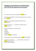 Assisted Living Facility Core Training Exam  &lpar;ALFCTE&rpar; Exam Questions and Answers