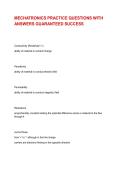 MECHATRONICS PRACTICE QUESTIONS WITH ANSWERS GUARANTEED SUCCESS