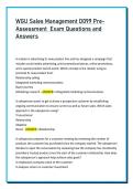WGU Sales Management D099 Pre Assessment  Exam Questions and  Answers