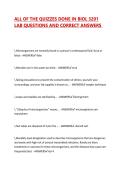 ALL OF THE QUIZZES DONE IN BIOL 3201 LAB QUESTIONS AND CORRECT ANSWERS 