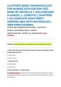CLAYTON&rsquo;S BASIC PHARMACOLOGY FOR NURSES 20TH EDITION TEST BANK BY MICHELLE J&period; WILLIHNGANZ & SAMUEL L&period; GUREVITZ &vert; CHAPTERS 1&ndash;48 COMPLETE EXAM PREP &vert; VERIFIED Q&A WITH RATIONALES &vert; ISBN 9780443126994