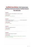 Certified Crop Advisor &lpar;CCA&rpar; Practice Exam Questions And Correct Answers &lpar;Verified Answers&rpar; Plus Rationales
