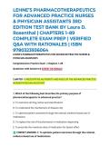 LEHNE&rsquo;S PHARMACOTHERAPEUTICS FOR ADVANCED PRACTICE NURSES & PHYSICIAN ASSISTANTS 3RD EDITION TEST BANK BY Laura D&period; Rosenthal &vert; CHAPTERS 1&ndash;89 COMPLETE EXAM PREP &vert; VERIFIED Q&A WITH RATIONALES &vert; ISBN 9780323936064