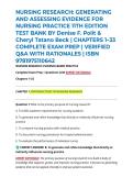 NURSING RESEARCH&colon; GENERATING AND ASSESSING EVIDENCE FOR NURSING PRACTICE 11TH EDITION TEST BANK BY Denise F&period; Polit & Cheryl Tatano Beck &vert; CHAPTERS 1&ndash;33 COMPLETE EXAM PREP &vert; VERIFIED Q&A WITH RATIONALES &vert; ISBN 9781975110642