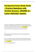 Intrapartum Exam Study Guide &ndash; Practice Questions with  Verified Answers&period; GRADED A&plus;&period;  Latest 2026&sol;2027 Update&period;  