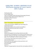 Geriatric Nursing Midterm Exam 2026 &vert; 200 Practice Questions with Verified Answers & Rationales &vert; Normal Aging&comma; Geriatric Syndromes&comma; Pharmacology&comma; Palliative Care &vert; Graded A&plus;