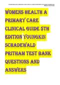 WOMENS HEALTH A PRIMARY CARE CLINICAL GUIDE 5TH EDITION YOUNGKIN SCHADEWALD PRITHAM TEST BANK