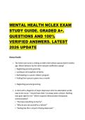 MENTAL HEALTH NCLEX EXAM  STUDY GUIDE&period; GRADED A&plus;&period;  QUESTIONS AND 100&percnt;  VERIFIED ANSWERS&period; LATEST  2026 UPDATE 