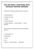 BIO 304 Exam 1 Questions with detailed verified answers