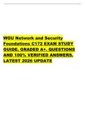 WGU Network and Security  Foundations C172 EXAM STUDY  GUIDE&period; GRADED A&plus;&period; QUESTIONS  AND 100&percnt; VERIFIED ANSWERS&period;  LATEST 2026 UPDATE 