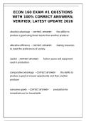 ECON 160 Exam 1 &ndash; 100&percnt; Correct Verified Questions &lpar;Latest 2026 Update&rpar;