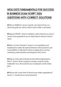 WGU D072 FUNDAMENTALS FOR SUCCESS IN BUSINESS EXAM SCRIPT 2026 QUESTIONS WITH CORRECT SOLUTIONS
