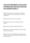 WGU D072 FUNDAMENTALS FOR SUCCESS IN BUSINESS FINAL PAPER 2026 QUESTIONS AND ANSWERS GRADED A&plus;