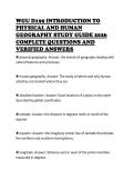 WGU D199 INTRODUCTION TO PHYSICAL AND HUMAN GEOGRAPHY STUDY GUIDE 2026 COMPLETE QUESTIONS AND VERIFIED ANSWERS