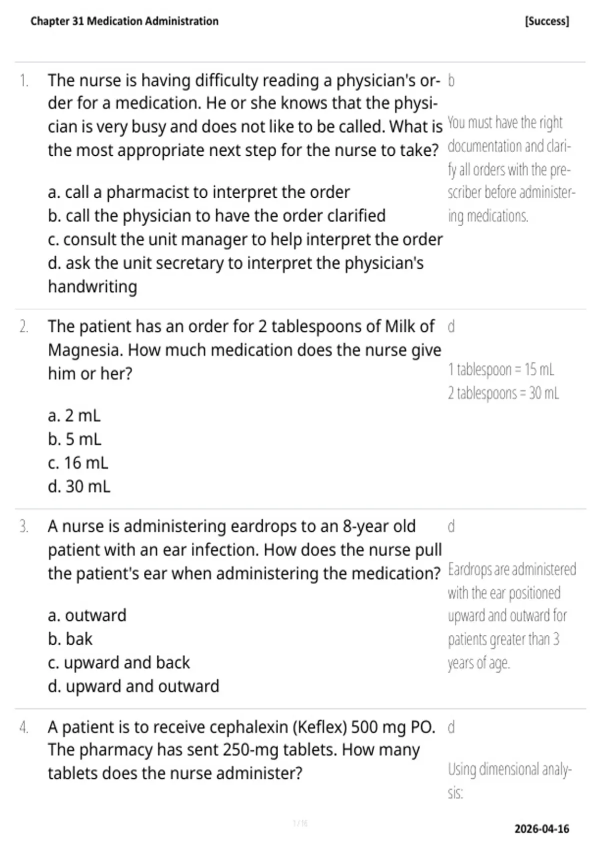 Medication Administration – Chapter 31 – Nursing Pharmacology and Safe ...