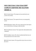 WGU D385 EXAM 2 2026 EXAM SCRIPT COMPLETE QUESTIONS AND SOLUTIONS GRADED A&plus;