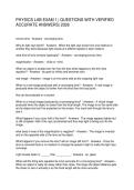 PHYSICS LAB EXAM 1 QUESTIONS WITH VERIFIED ACCURATE ANSWERS 2026