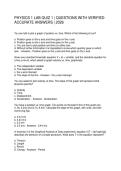 PHYSICS 1 LAB QUIZ 1 QUESTIONS WITH VERIFIED ACCURATE ANSWERS 2026