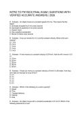 INTRO TO PHYSICS FINAL EXAM QUESTIONS WITH VERIFIED ACCURATE ANSWERS 2026