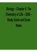 Biology Chapter 6 The Chemistry of Life Study Guide and Exam Notes 2026 Updated &ndash; Biomolecules&comma; Water Properties & Cellular Foundations Review