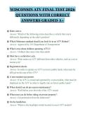 WISCONSIN ATV FINAL TEST 2026 QUESTIONS WITH CORRECT ANSWERS GRADED A&plus;