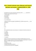 Part-1&comma; Florida Contractor Exam&comma; &lpar;Buisness and Finance&rpar;&vert; Questions and answers &vert; Updated RATED A&plus; &vert; NEW 2026