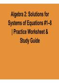 Algebra 2 Solutions for Systems of Equations 1&ndash;8 Practice Worksheet & Study Guide 2026 Updated &ndash; Linear Systems&comma; Methods & Step-by-Step Solutions Review