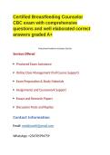 Certified Breastfeeding Counselor CBC exam with comprehensive questions and well elaborated correct answers graded A&plus;