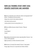 NURS 623 TRAINING STUDY SHEET 2026 UPDATED QUESTIONS AND ANSWERS