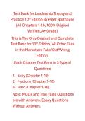 Test Bank Leadership Theory and Practice 10th Edition By Peter Northouse 