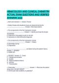 HEMATOLOGY AND CLINICAL CHEMISTRY ACTUAL EXAM QUESTIONS AND VERIFIED ANSWERS 2026 -