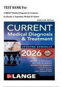 Test Bank For CURRENT Medical Diagnosis & Treatment 2026 65th Edition by Maxine A&period; Papadakis &comma; Michael W&period; Rabow&vert; Latest Version 
