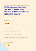Health Assessment Final - Jarvis Test Bank &vert; Complete Exam Questions & 100&percnt; Correct Answers &vert; 2026 &vert; 2027 &lpar;Rated A&rpar;  