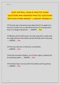 NHFS SOFTBALL EXAM & PRACTICE EXAM  QUESTIONS AND ANSWERS PRACTICE QUESTIONS  WITH SOLUTIONS NEWEST &vert; ALREADY GRADED A&plus;